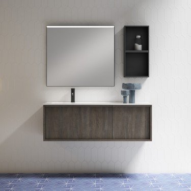 Mueble de baño suspendido HONEY con encimera cerámica.