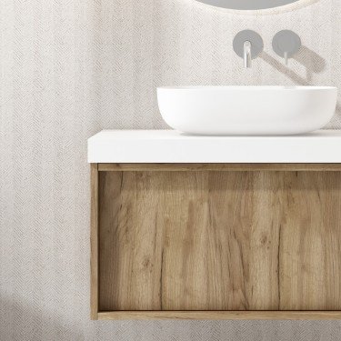 Mueble de baño suspendido HONEY con encimera faldón solid surface 2
