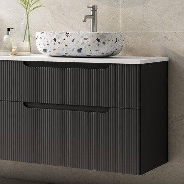 Mueble de baño suspendido DELEITE con tapa madera y lavabo 2