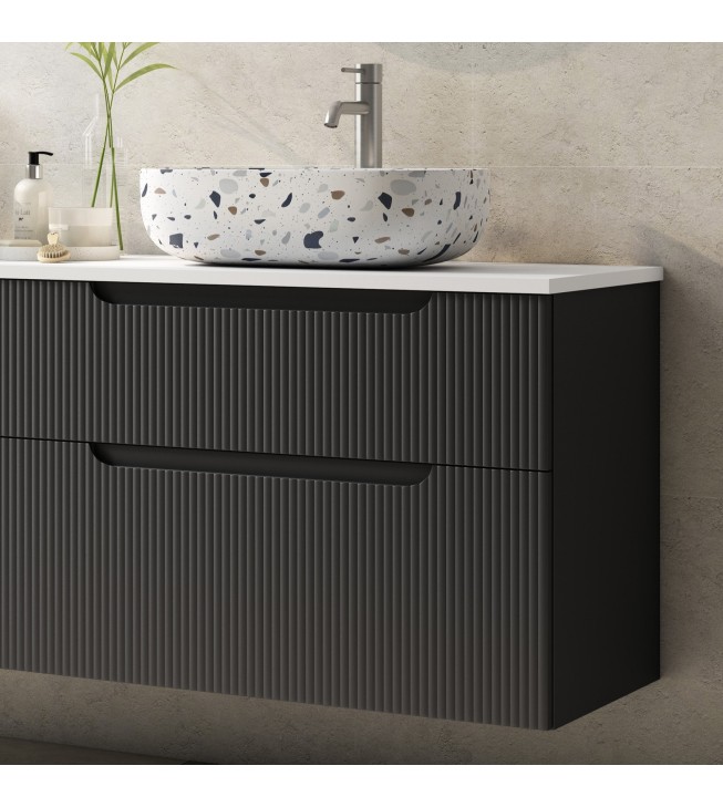 Mueble de baño suspendido DELEITE con tapa madera y lavabo Mueble de baño suspendido DELEITE con tapa madera y lavabo