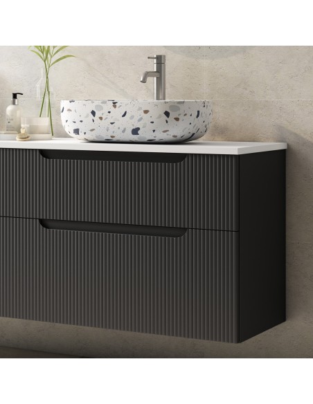 Mueble de baño suspendido DELEITE con tapa madera y lavabo