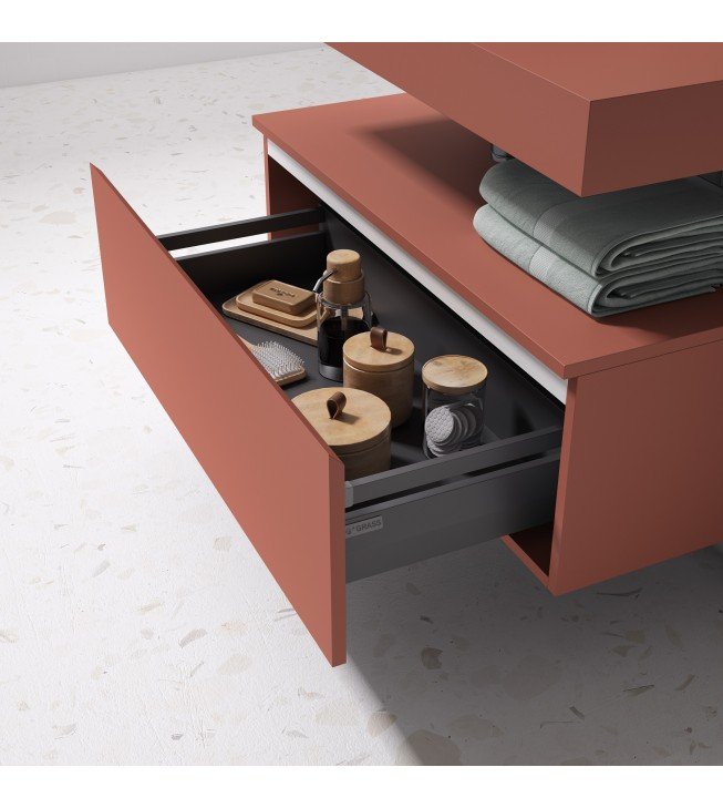 Mueble de baño suspendido ROBIN con bancada madera y mueble Mueble de baño suspendido ROBIN con bancada madera y mueble