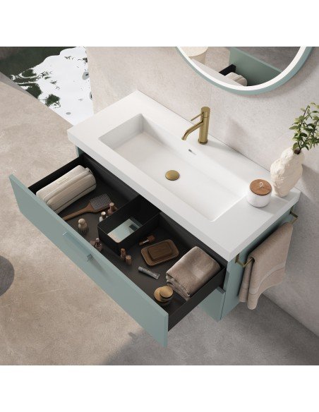 Mueble de baño suspendido HOLIKA con encimera suri