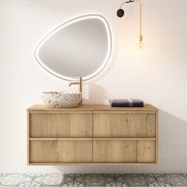 Mueble de baño suspendido NICOL con tapa madera