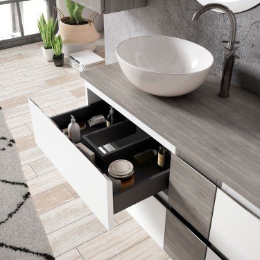 Mueble de baño suspendido KLIMT con encimera madera 2