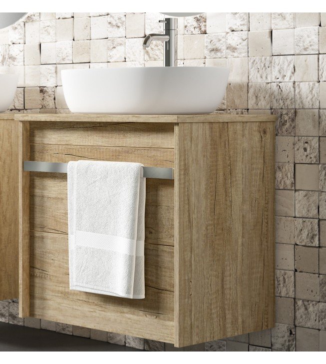 Mueble de baño suspendido ANAIS con encimera madera Mueble de baño suspendido ANAIS con encimera madera