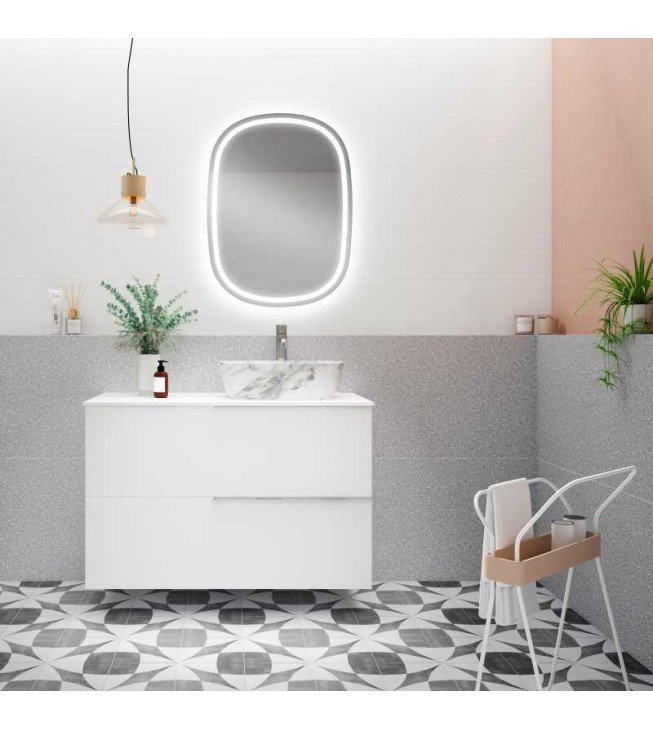 Mueble de baño suspendido LEMON con encimera solid surface