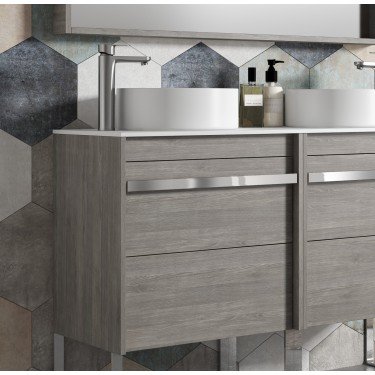 Mueble de baño suspendido ANAIS con encimera madera 2