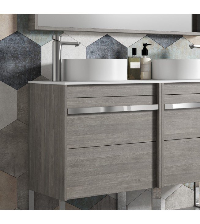 Mueble de baño suspendido ANAIS con encimera madera Mueble de baño suspendido ANAIS con encimera madera