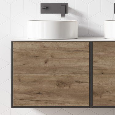 Mueble de baño suspendido CORFU con encimera madera 2