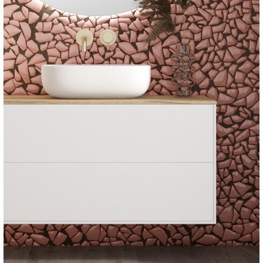 Mueble de baño suspendido CORFU con encimera madera 2