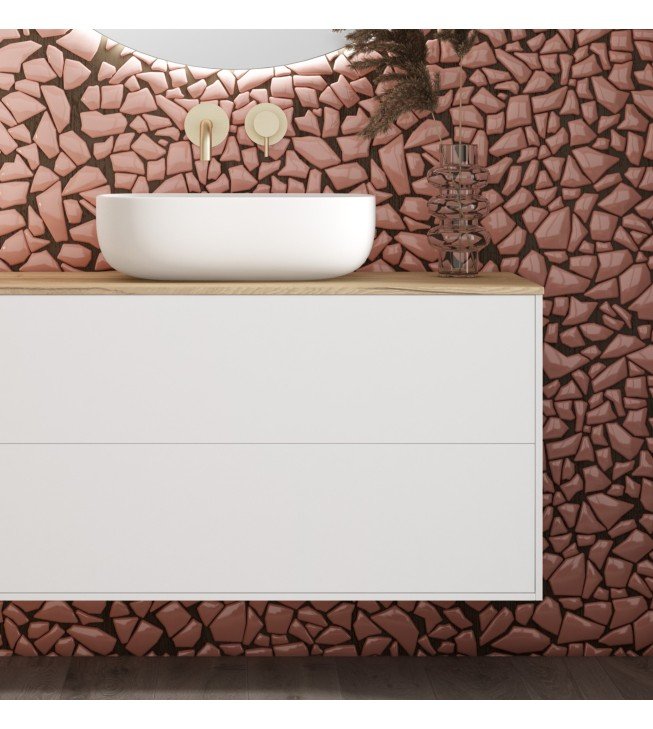 Mueble de baño suspendido CORFU con encimera madera Mueble de baño suspendido CORFU con encimera madera