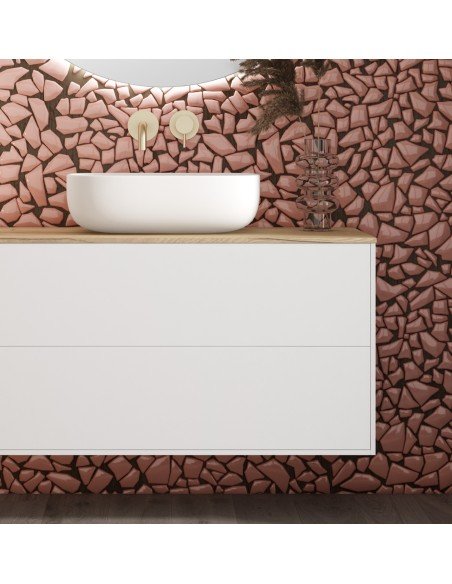 Mueble de baño suspendido CORFU con encimera madera