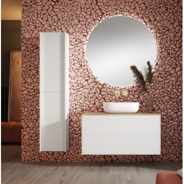 Mueble de baño suspendido CORFU con encimera madera