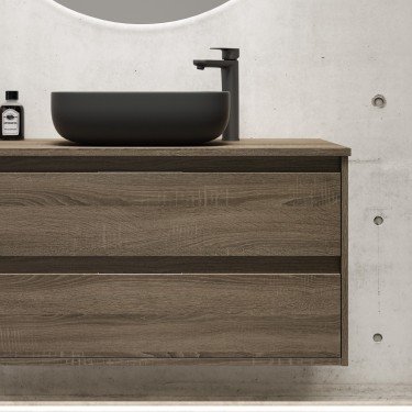 Mueble de baño suspendido AFRICA con encimera madera 2